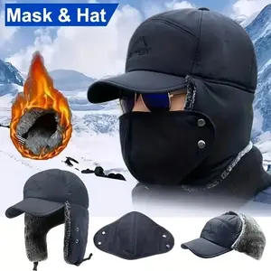 Trapper Hat Style Mask Winter Warm Pilot Style Fur Ear Mask Ski Hunting Windproof Hat for Cold Weather Activities rapper Hat Mask with After-Sales Protection