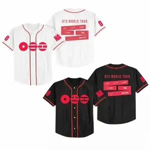 BangTan  Baseball Jersey , Unisex Men’s V-Neck Button Baseball Jersey | Short Sleeve Sport Tee | Oversized Casual Streetwear