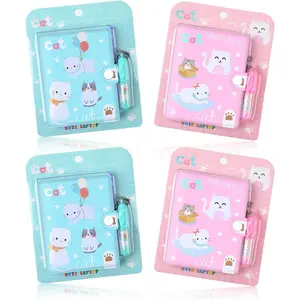 4 count Small Notebook with Pen, Cute Notebooks for Girls, Mini Notebook with Pen Girls Mini Notebooks for  Suitable for 's -To-School Gifts,Travel Notebooks,Birthday Gifts