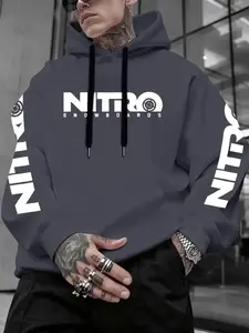 Men's Nitro Snowboards Hoodie, Extreme Sports Letter Sweatshirt, Outdoor Fashion, Comfortable Skin-Friendly Fabric, Perfect for School and Casual Walks