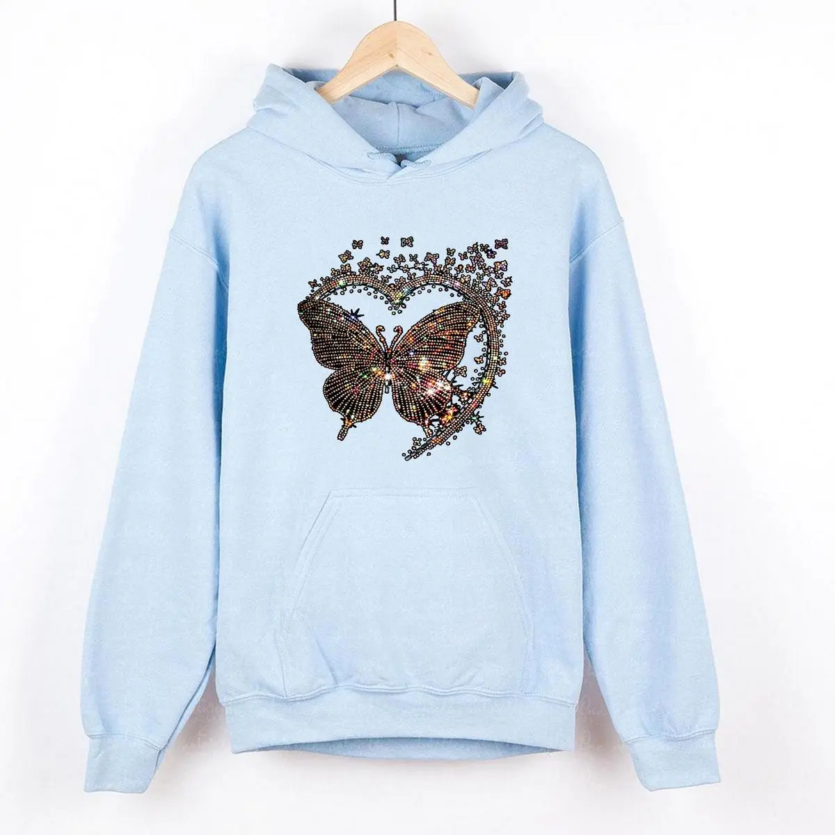 Only Print Valentine's Day Butterfly Heart Print Cotton T-Shirt Cotton Top Hoodie Sweatshirt for Men & Women