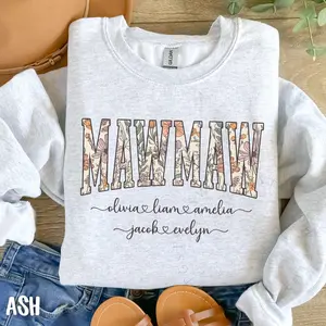 Custom Mawmaw Sweatshirt with Kids Names, Personalized Gift for Mawmaw, New Mawmaw Gift, Pregnancy Reveal to Grandma