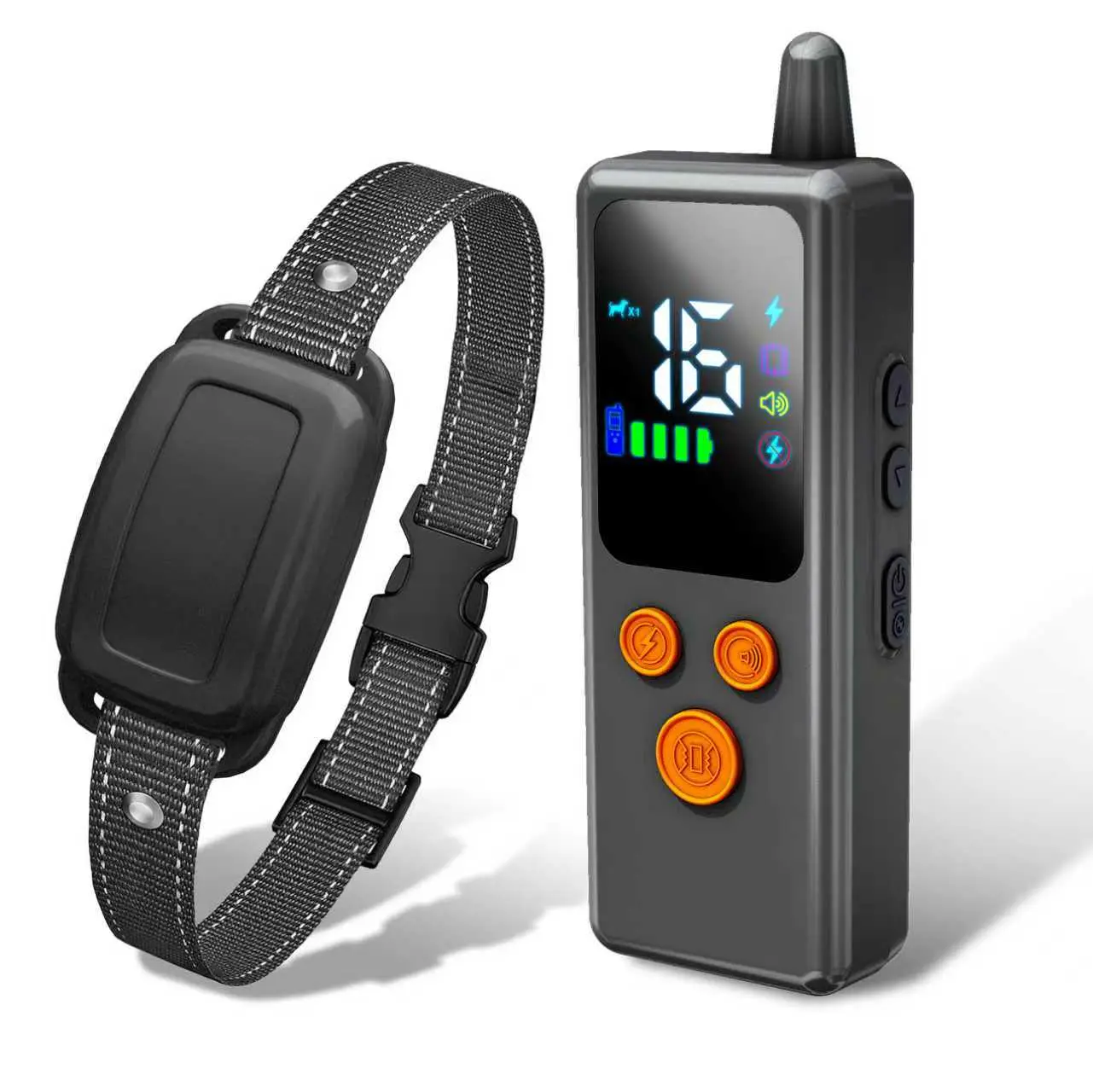 5000FT Long Range Dog Training Collar with Remote for 1 Dog, Rechargeable Shock Collar with Beep, Vibration & 16-Level Static Stimulation, IP67 Waterproof Receiver, Safety Lock