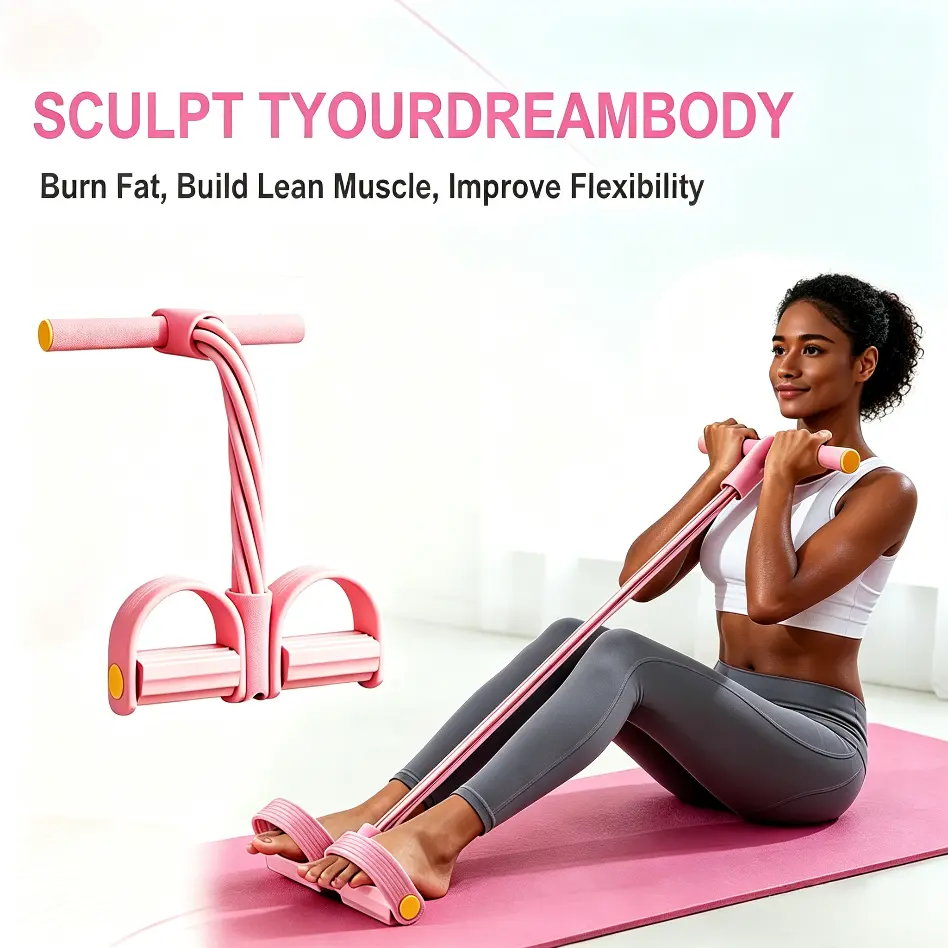 6-Tube Latex Tubes Resistance Band with Handles, Dual Ft Loops & Adjustable Elastic Pull Rope, Portable Home Gym Equipment for Yoga & Pilates