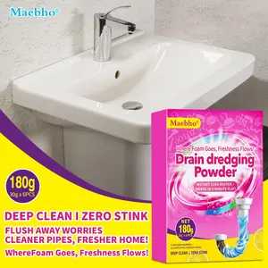 Maebho Drain Dredging Powder 180g Instant Clog Buster Works In 5 Minutes Deep Clean Zero Stink For Kitchen Sink Bathtub Floor Drain Wash Basin