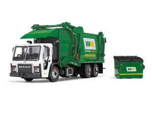 Mack LR w/ McNeilus Meridian Front Load Refuse Truck and Trash Bin (Waste Management) Diecast 1:64 Scale Model - First Gear 60-1796D