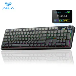 AULA F108 PRO Wireless Mechanical Keyboard with Screen Full-Size 104-Key RGB Backlight 8000mAh Battery Hot-Swappable PBT Keycaps Gaming Keyboard