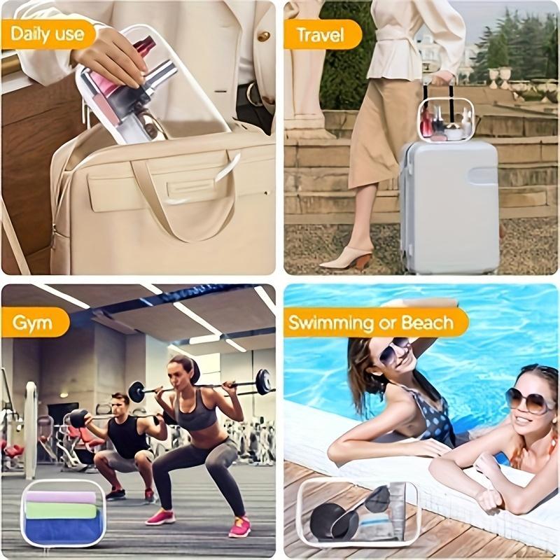 6pcs Double Zippered Hard Pouch, Transparent Storage Bag, Includes 3 Different Sizes.Toy Storage, Hard Plastic, Pencil Case, Hard Plastic Clay Organiser, Clear Hard-shell Zip Case, Portable Make-up Bag for Holidays, Bathroom And Storage