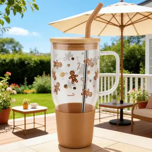 Glug Tumbler with Handle - 40oz Aesthetic Glass Cup with Lid & Straw for Lady, Beverage Reusable Water Bottle & Stylish Holiday Mug, Coffee Mug, Premium Drinkware 2026 Mother's Day Spring Gift for Women Girls