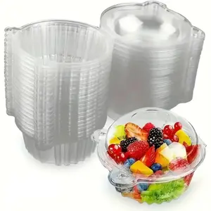 50/100pcs Disposable Transparent Plastic Cupcake Boxes,Round Dome Paper Cups, Suitable for Fruit Cakes Desserts Parties