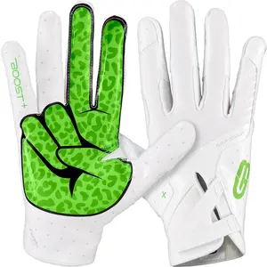 Grip Boost Peace Stealth 6 Boost Plus Youth Football Gloves - White/Lime