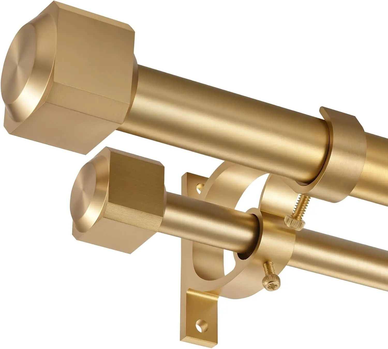 1 inch Double Curtain Rod 72 to 144 Inch(6-12 Feet),Telescoping Heavy Duty Double Drapery Rod,Premium Aluminum Finials with Brackets
