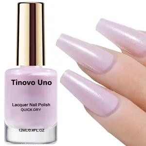 Tinovo Uno Nude Pink Pearl Nail Polish 12Ml, Naturally drying, no lamp baking required,Dries Quickly, Long-Lasting Shine, with Subtle Shimmer That Reflects Light for Varying Effects on Your Fingertips, Nail Art Polish