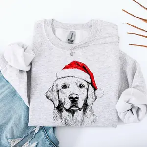Golden Retriever, Santa, Dog, Christmas, Dog Lover, Pet Sweatshirt, Crewneck, Sweater, Cute, Xmas, Adorable
