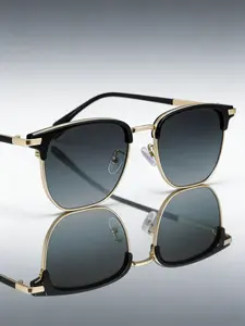 Vintage Half Frame Browline Sunglasses for Men Retro Ins Style Outdoor UV Protection Shades