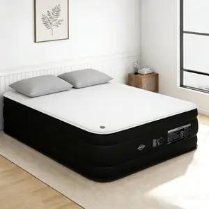 King Size Inflatable Mattress 17" Thick，Air Mattress，Double，Milk Fiber Topper Built In Pump 900 lbs， Adjustable Portable Capacity Ideal ，for Camping Home Sleepovers