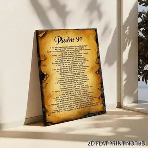 Christian Psalm 91 Wall Decor, High-Quality 1inch Thick Wooden Framed Canvas, Bible Verse Print Ready to Hang, Faith-Inspired Gift for Bedroom Kitchen