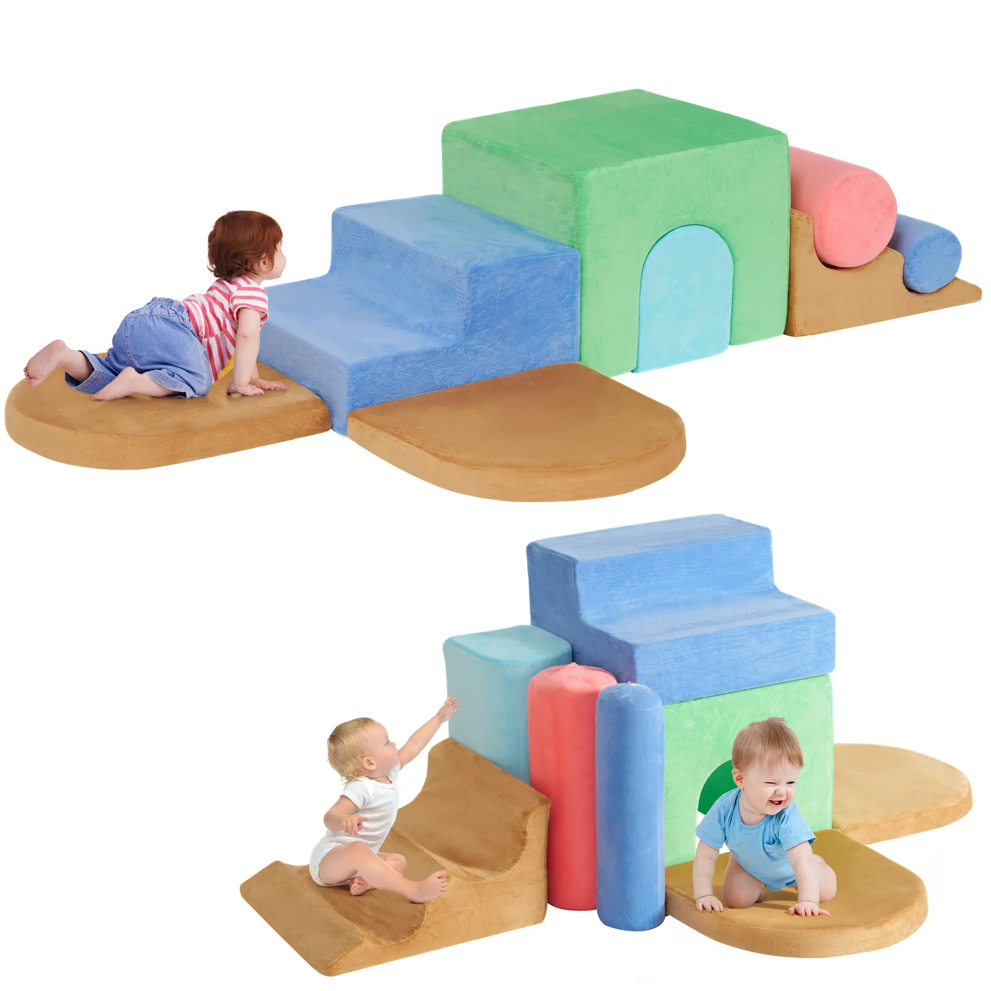 8-Piece Climbing Blocks Colourful 3D Foam Toddlers Toys 8 in 1 Indoor Playset Climbing Toys for Toddlers Kids Playground Indoor