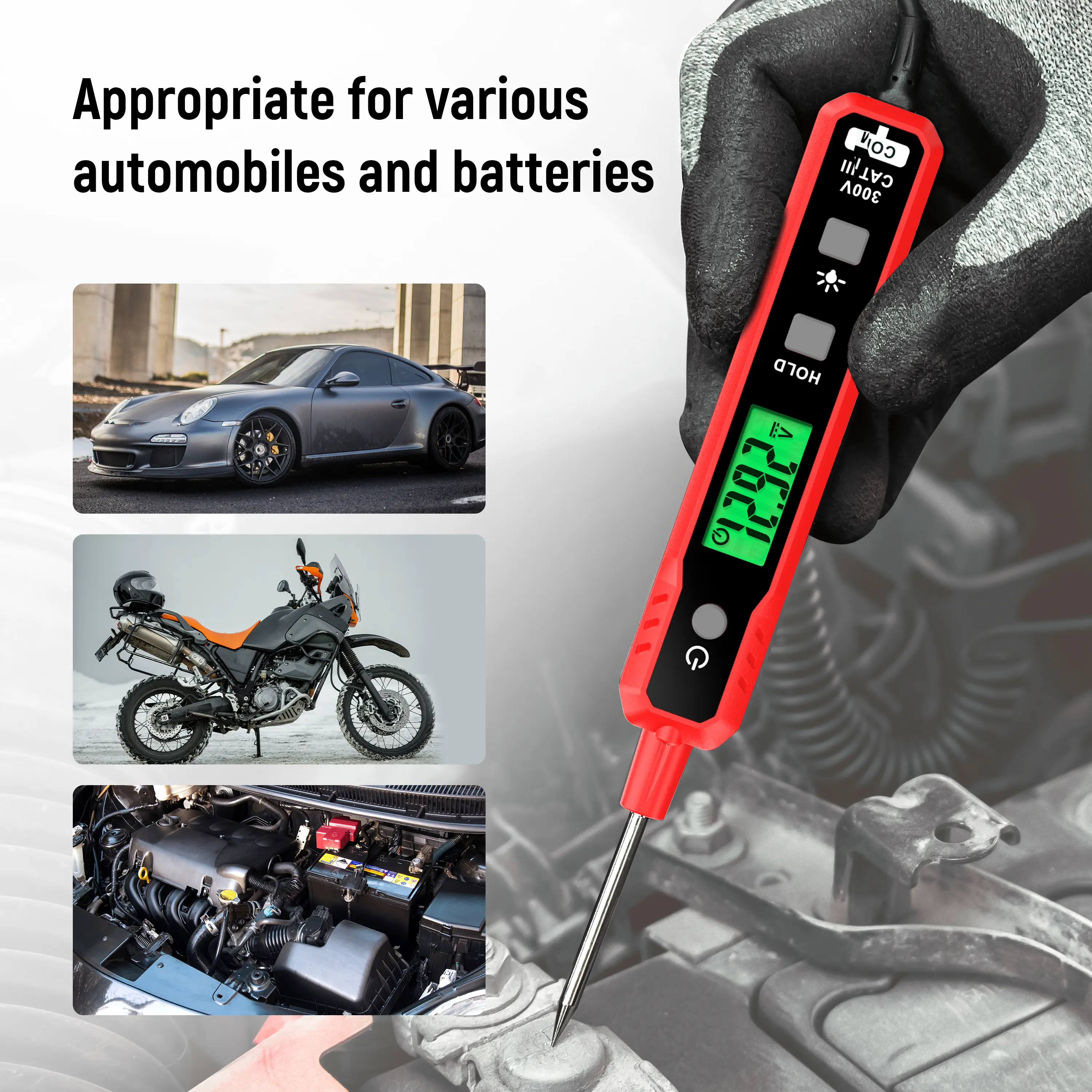KAIWEETS Smart Automotive Circuit Tester 0.8-100V DC | Auto-Ranging Voltage & Fuse Tester for Cars