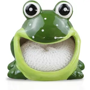 Decorative Dish Sponge Holder for Kitchen Sink - Frog