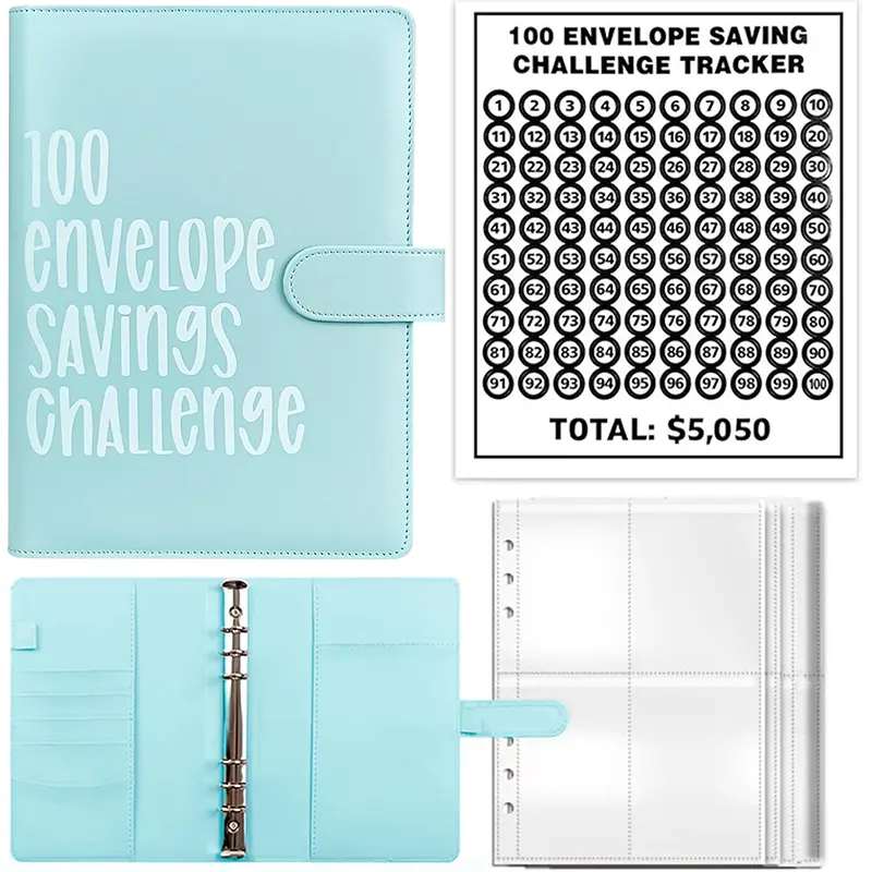 2026 New Model 100 Envelopes Savings Challenge, Budget Binder with Cash Envelopes, Money Saving Planner for 100 Days to Save $5,050, Budgeting Challenge Book