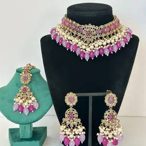 Meher Polki Pearl Set with Earring and Tikka Featuring Elegant Pearl Accents
