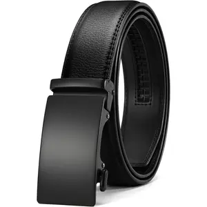 HAGIG Mens Belt - Mens Ratchet Belt Leather 1 3/8" for Dress Pant - Micro Adjustable Belt Fit Everywhere (Size 28 to 32)