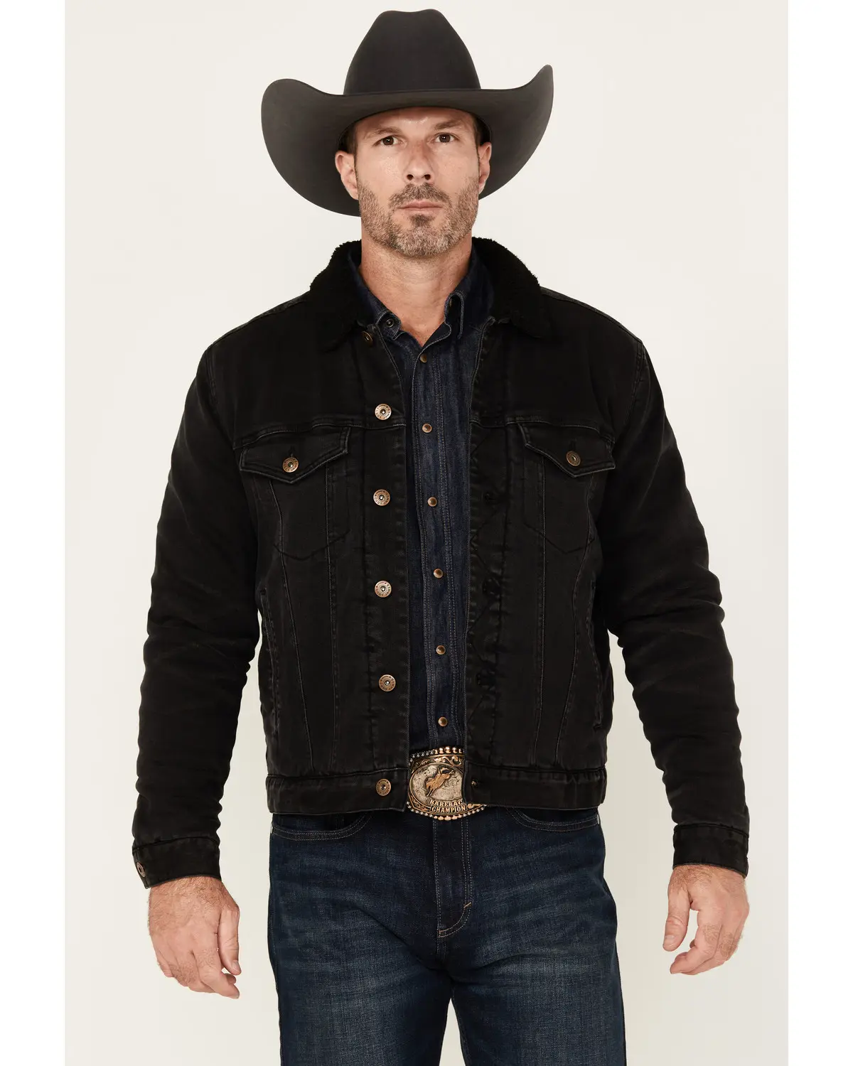 Cody James Men's Men'S Outlaw Sherpa Lined Denim Trucker Jacket - Cjho24o2-Blk Cody James Men's Men'S Outlaw Sherpa Lined Denim Trucker Jacket - Cjho24o2-Blk