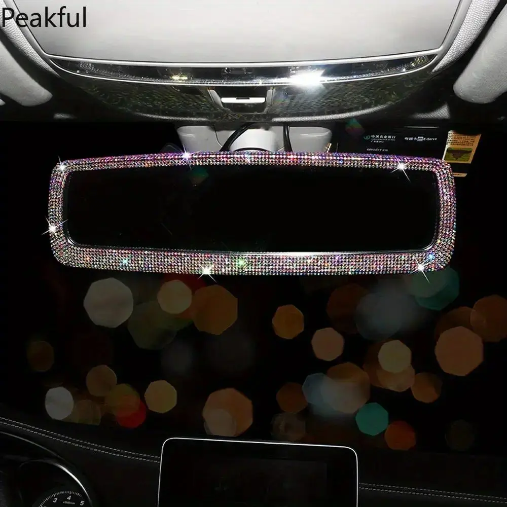 Shimmering water-drop diamond mirror car rearview mirror interior accessory rearview protection cover interior kit