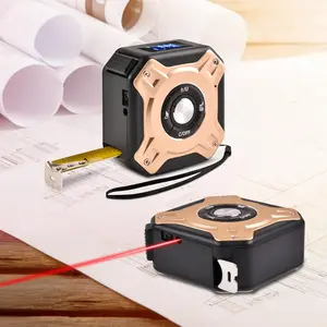 2 in 1 Digital Laser Tape Measure | 131ft/40m Laser Distance Meter Display On Backlit LCD Screen with 16ft/5m Measuring Tape Movable Magnetic Hook - Area/Volume/Distance