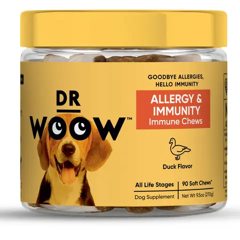 Dr Woow Allergy & Immunity Soft Chew Dog Treats - Tasty, Soft Chew Format for Easy Chewing, Immune Boost, Itch Relief, Fur & Skin Care Support, Natural