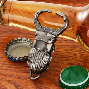 Portable Mini Metal Beetle Shaped Bottle Opener, Bottle Cap Opener with Storage Bag, Unique Gift Idea for Bottle Opening and Parties