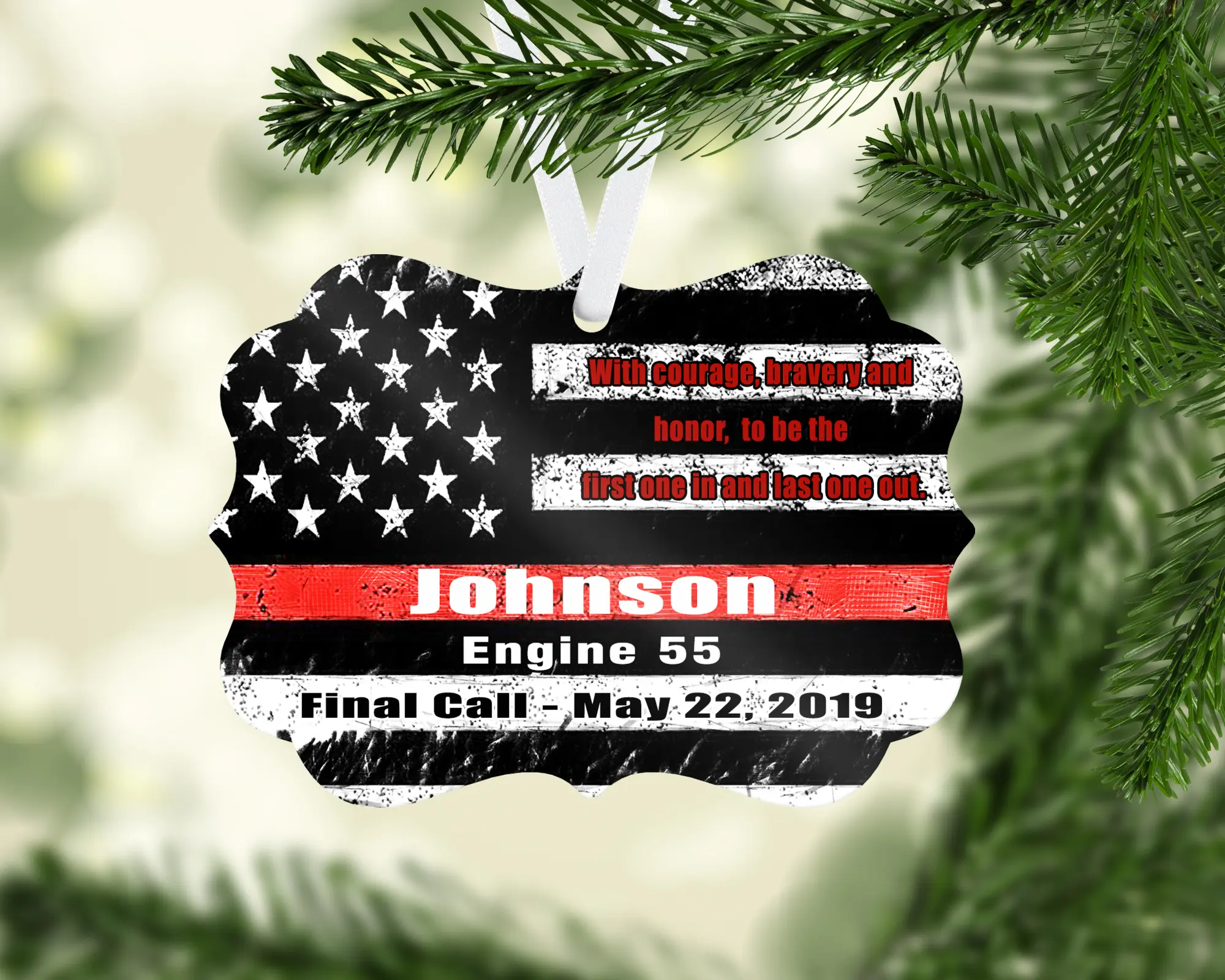 Firefighter Personalized Christmas Ornament - End of Watch - Final Call - Memorial