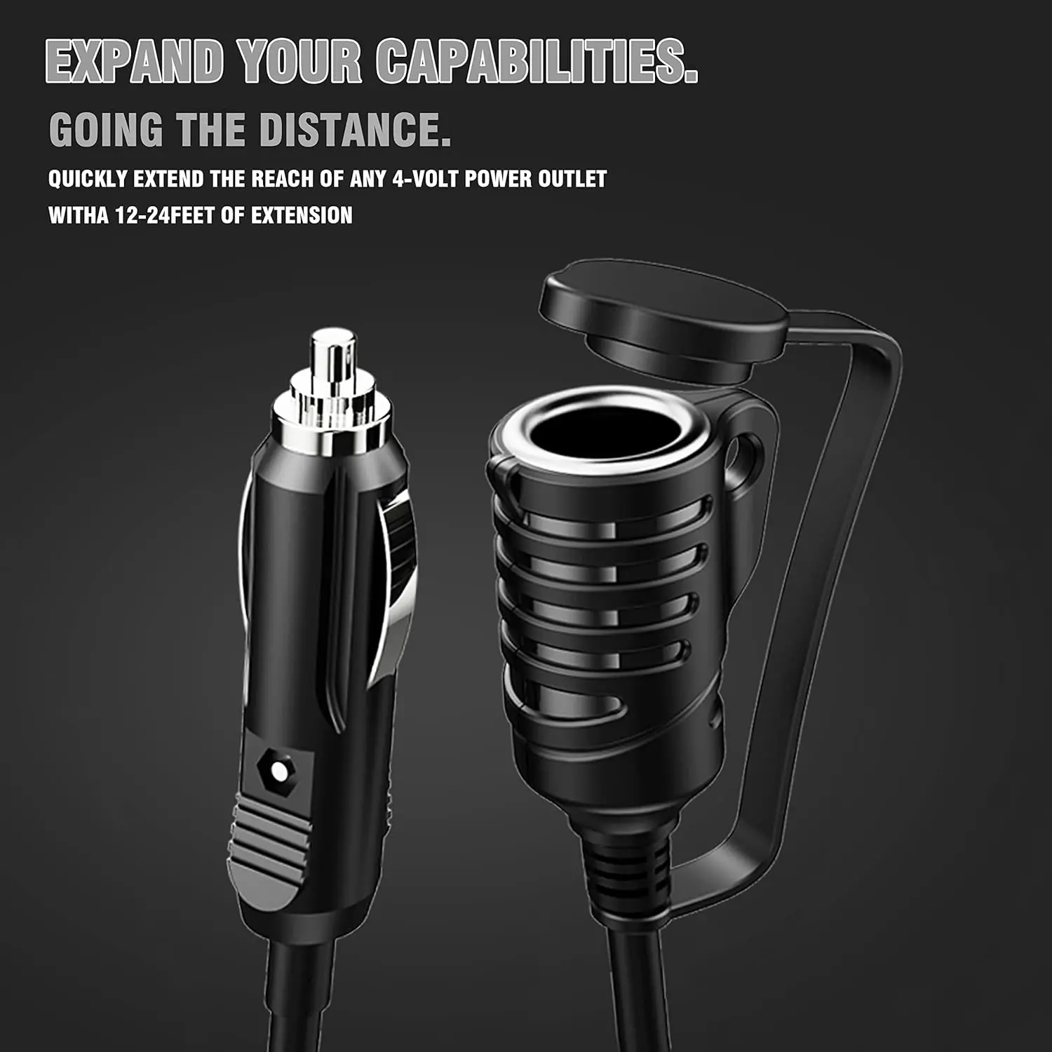 AXVIV 4.92FT/12FT/16.4FT 12V/24V Vehicle Cigarette Lighter Extension Cord – 10A 120W Inline Socket for Tire Inflators Vacuums & Portable Tools Heavy Duty Lead Tough & Durable