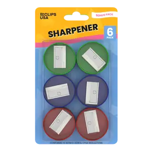 Handheld Pencil Sharpeners - Single Blade For Pencil And Crayon, Assorted Colors, 6 Pack