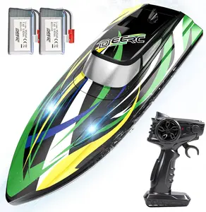 DEERC Fast RC Boat with LED Lights, 30+KM/H, High Speed Remote Control Racing Boat, Self-Righting, 2 Batteries, 24+ Mins, 2.4GHz Pool & Lake Toys