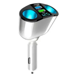 Car Cigarette Lighter Splitter Adapter – 2-Socket with LED Voltmeter, Dual USB QC3.0 & 20W PD Type-C Fast Charger, 12V/24V Power Splitter for Phone, GPS, Dash Cam (White)   #GadgetGoals   #SmartLife