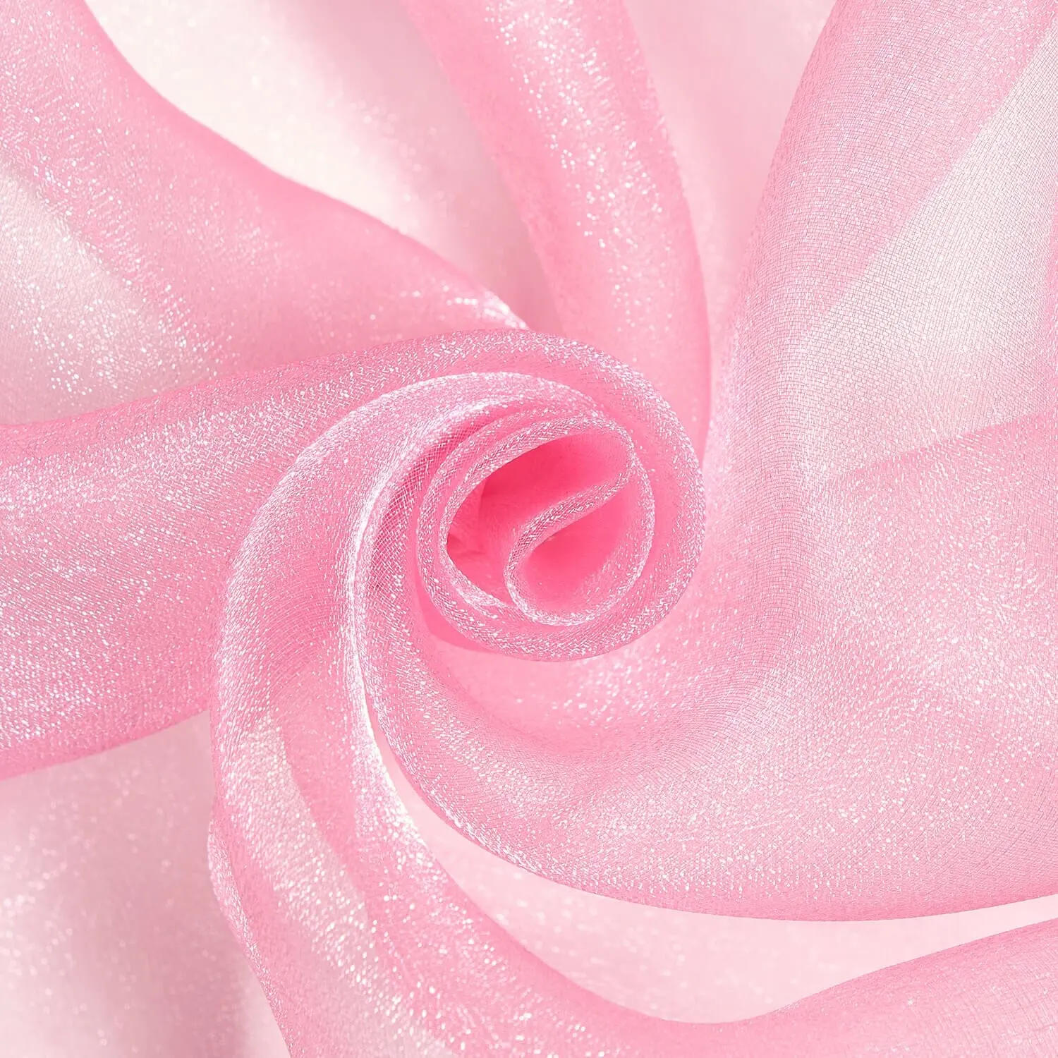Pink Crystal Organza Fabric| Poly-Blend 58"—Sold by the Yard