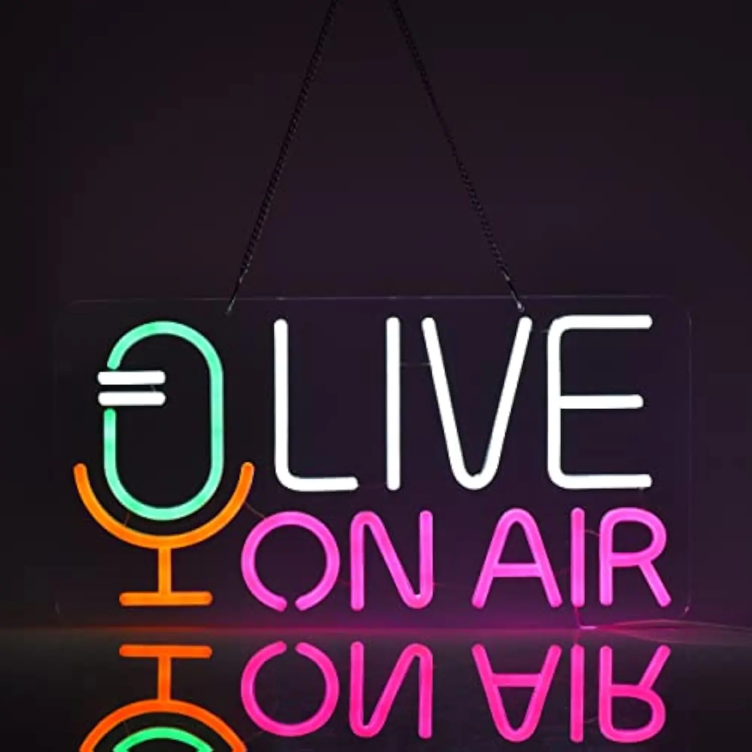 Live On Air Neon Sign for Streaming Studio Podcast Room or Bedroom Wall Decor Multicolor LED Light with USB Power and Dimmer Switch Perfect Gift for Streamers YouTubers Musicians and Content Creators, Wall Mounted Light
