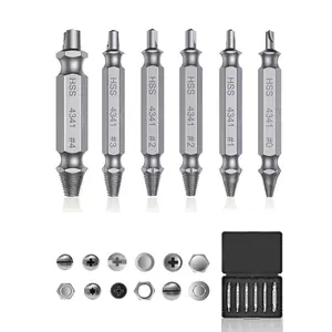 6pc Stripped Screw Extractor Kit – Damaged Bolt Remover Set with Case, Hardened Steel Broken Screw Extractor for DIY, Auto, Plumbing, Works with Drill or Hand Tools