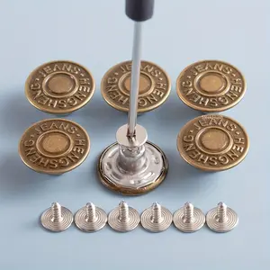 40-Piece 17mm Adjustable No-Sew Metal Jean Snap Buttons Kit, Removable Repair Buttons with Rivets and Screwdrivers for Jeans Replacement & DIY Craft