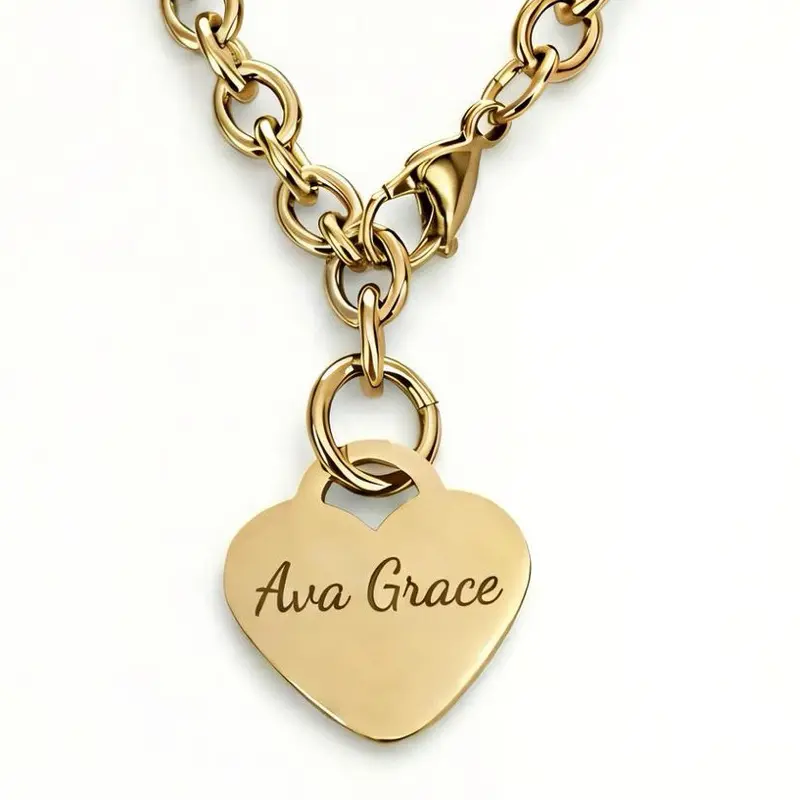 Personalized 18K Gold PVD Stainless Steel Heart Necklace