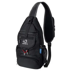 WATERFLY Packable Small Crossbody Sling Backpack with Side Pouch for Hiking Traveling Ideal Daypack for Shoulder Chest Carrying