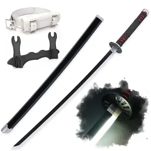ELERVINO 41 inches LED Demon Slayer Cosplay Sword Kamado Tanjirou Light Swords with White Belt & Holder Stand Display for Halloween Anime Role Playing Props Cosplay Collection Decoration Christmas Gift Birthday Decoration