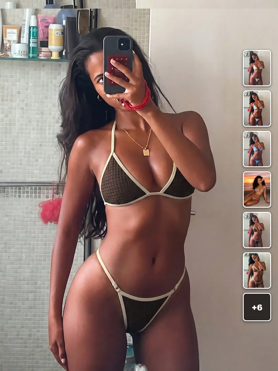 Halter Tie Bikini Set Contrast Color Sexy Summer Beach Vacation Swimwear