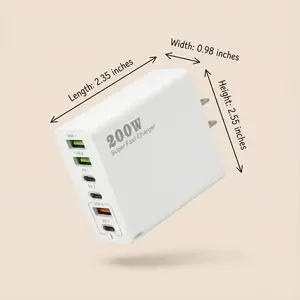 200W USB-C Charger for Multiple Devices  6-in-1 Mobile Fast Charging  with Iphone USB A Type C charger Compact and Easy to Travel  for iPhone 17 16 15 14 13 12 Pro Max XS iPad for Switch Samsung Ultra 2 Smartphone