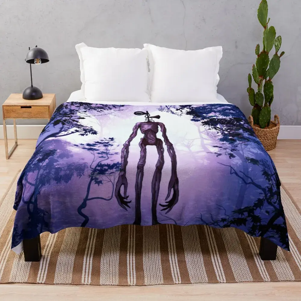 Siren Head Purple Horror Background Soft Fluffy Blanket - Cozy Wrinkle-Resistant Throw Blanket, Christmas Father's Day Gifts for Adults and Children, Cozy Throw Blanket
