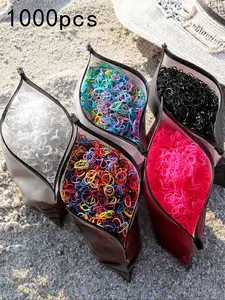 Flexible Hair Ties, 1000pcs/set High Elastic Mini Hair Ties with Durable Plastic Storage Bag, Elastic Hair Accessories for Women & Girls