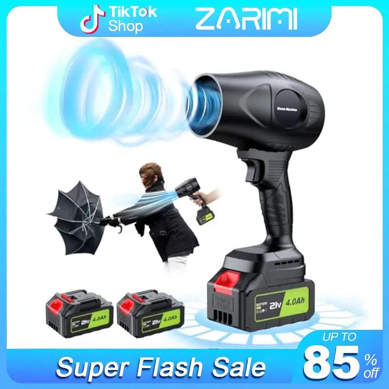 TikTokShopRestock-ZARIMI Cordless Leaf Blower Violent Turbo Fan,300000RPM with 2 x 4.0Ah Batteries,Handheld CordlessTurbo Super Power Air Duster, for