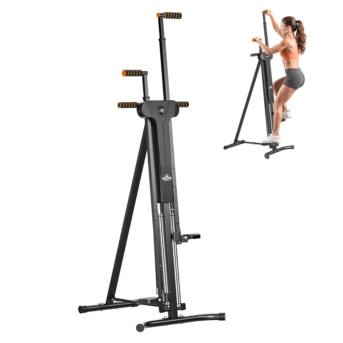 RELIFE REBUILD YOUR LIFE Vertical Climber for Home Gym, Foldable Cardio Workout Machine with 4 Metal Guide Rails, 5-Level Resistance Stair Stepper for Full Body Fitness & Strength Training, Summervibes